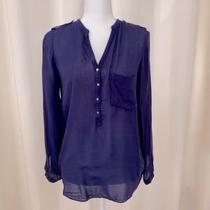 Zara Dark Blue Long Sleeves Top